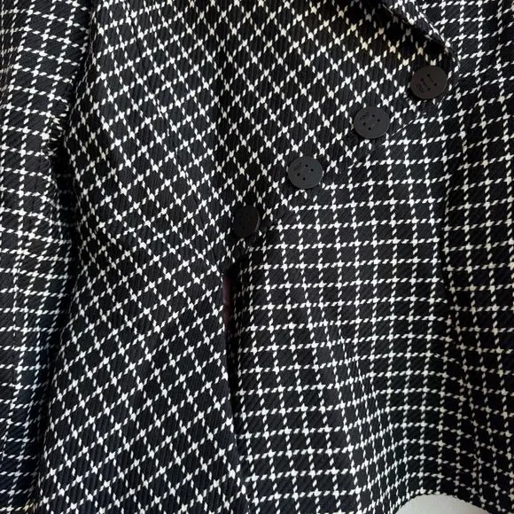The Fold London Sloane Houndstooth 100% Virgin Wool Asymmetric Blazer SZ 8 /4 US